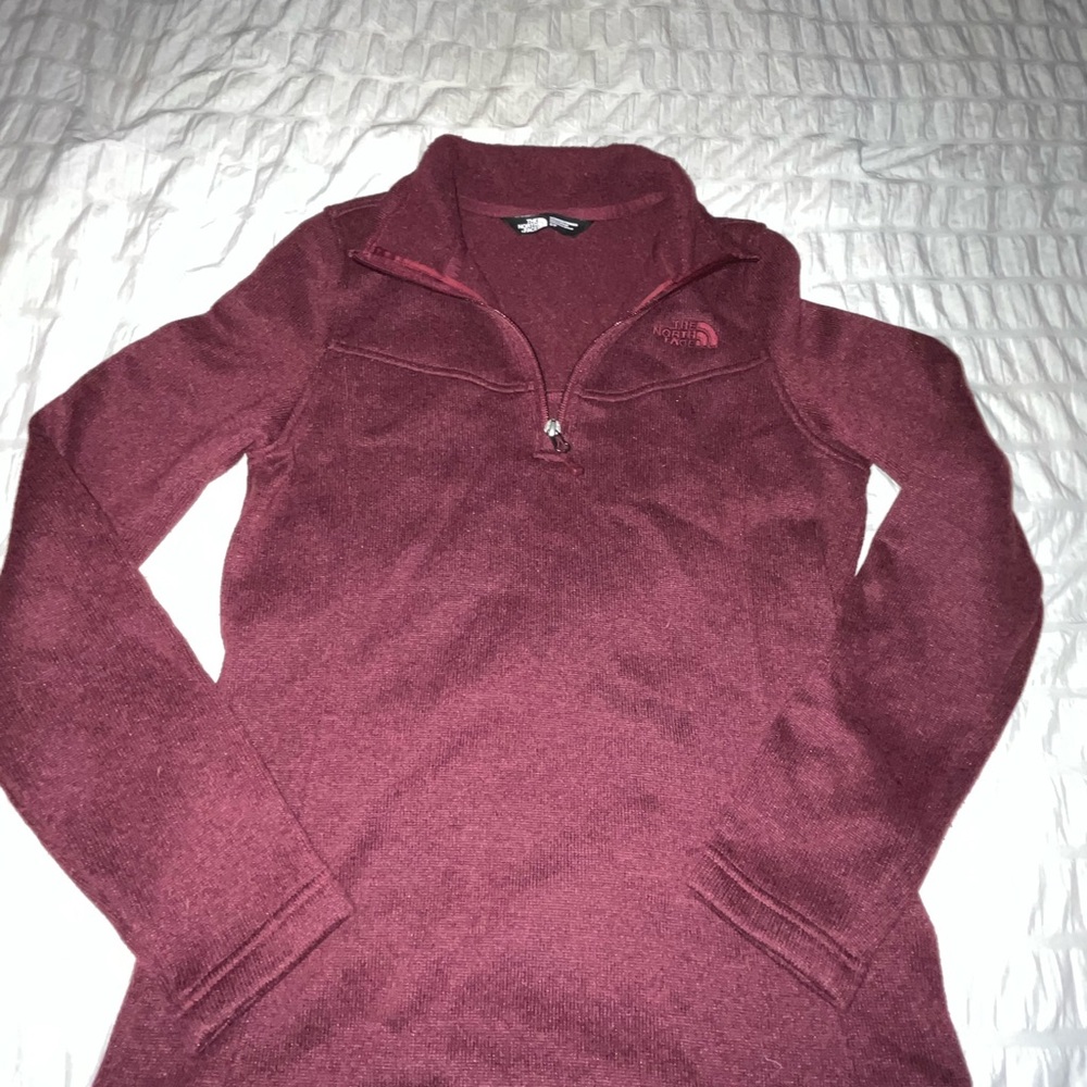 North Face 1:4 Zip Burgundy Pull Over - Picture 6 of 9